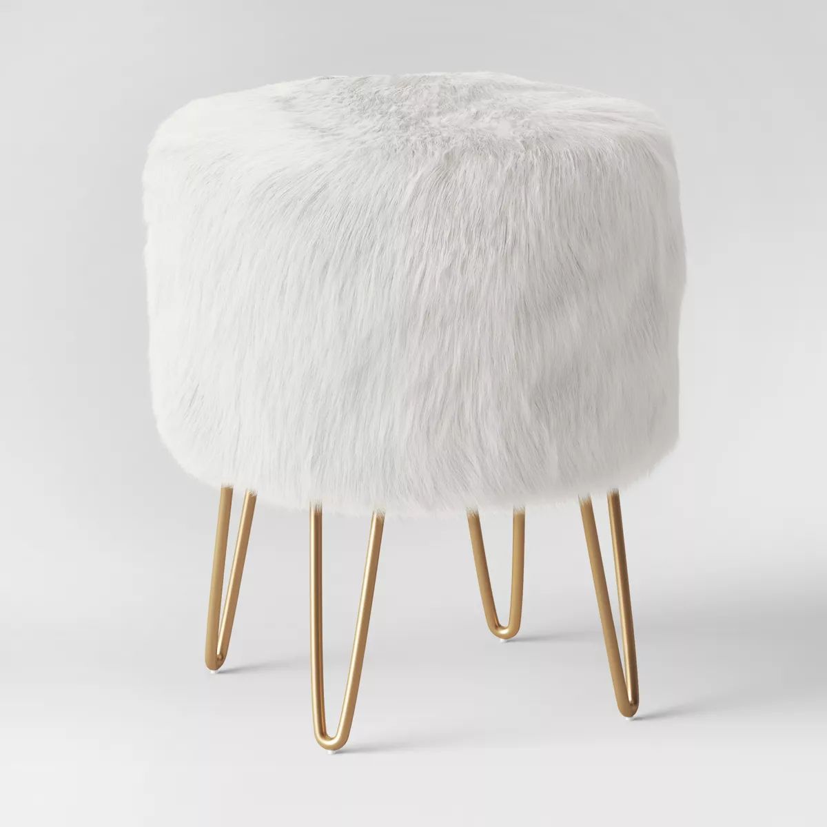 Radovre Hairpin Ottoman Faux Fur White - Threshold™ | Target