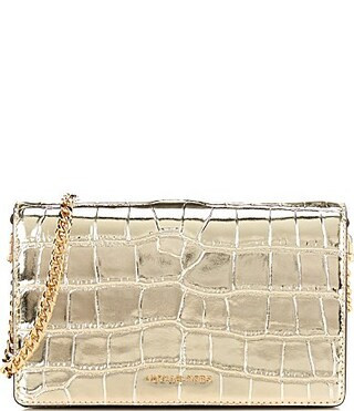Michael Kors Jet Set Medium Gold Metallic Crocodile Embossed Leather Crossbody Bag - Pale Gold | Dillard's