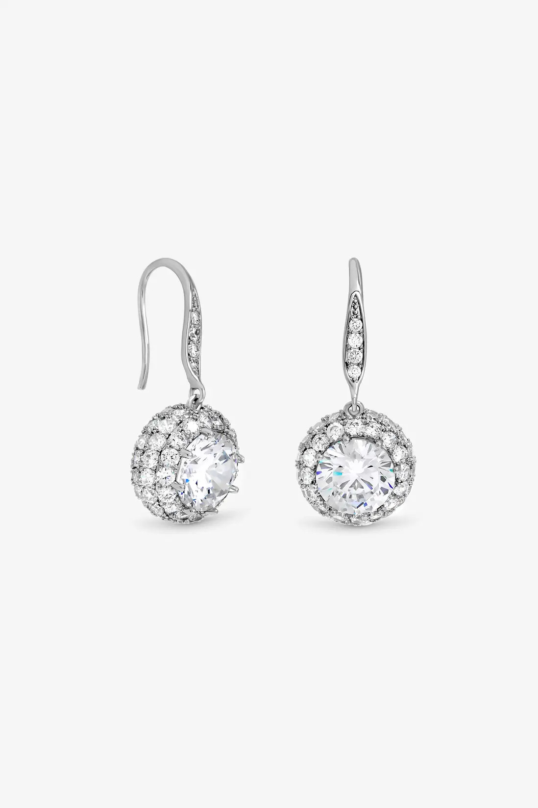 Jewellery | Rhodium Plated Fishhook Halo Drop Earrings | Jon Richard | Debenhams UK