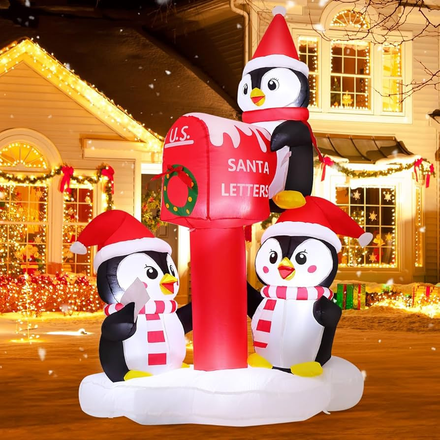 GOOSH 6.5 FT Christmas Inflatables Penguins Outdoor Decorations Blow Up Yard 3 Penguins and Santa... | Amazon (US)