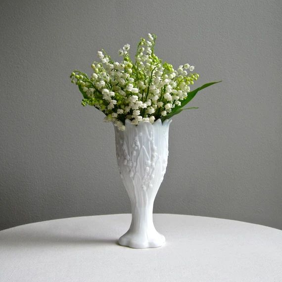 Vintage Lily of the Valley Milk Glass Vase by Westmoreland  | Etsy | Etsy (US)