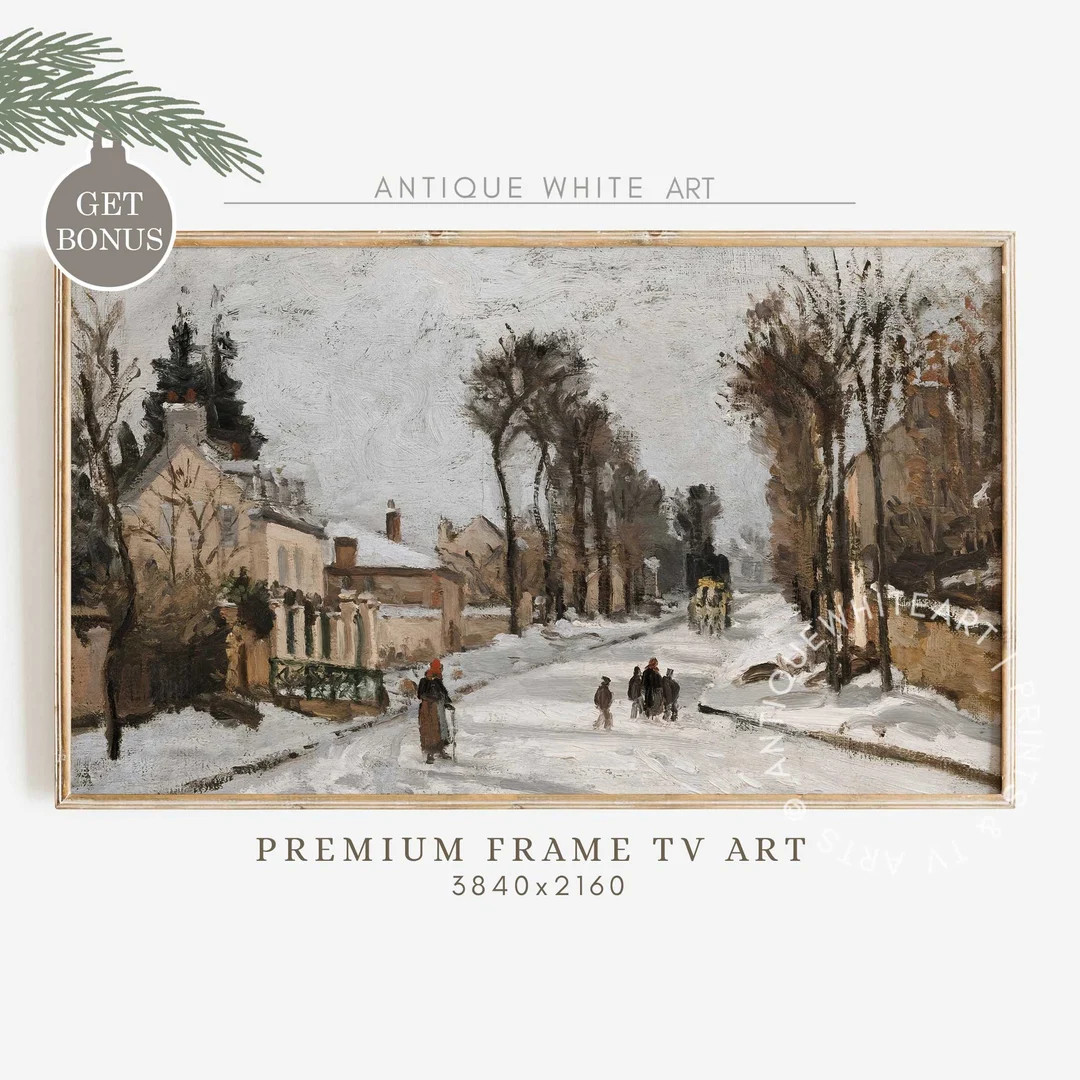 Vintage Winter Christmas Frame TV Art Farmhouse Snowy Winter - Etsy Canada | Etsy (CAD)