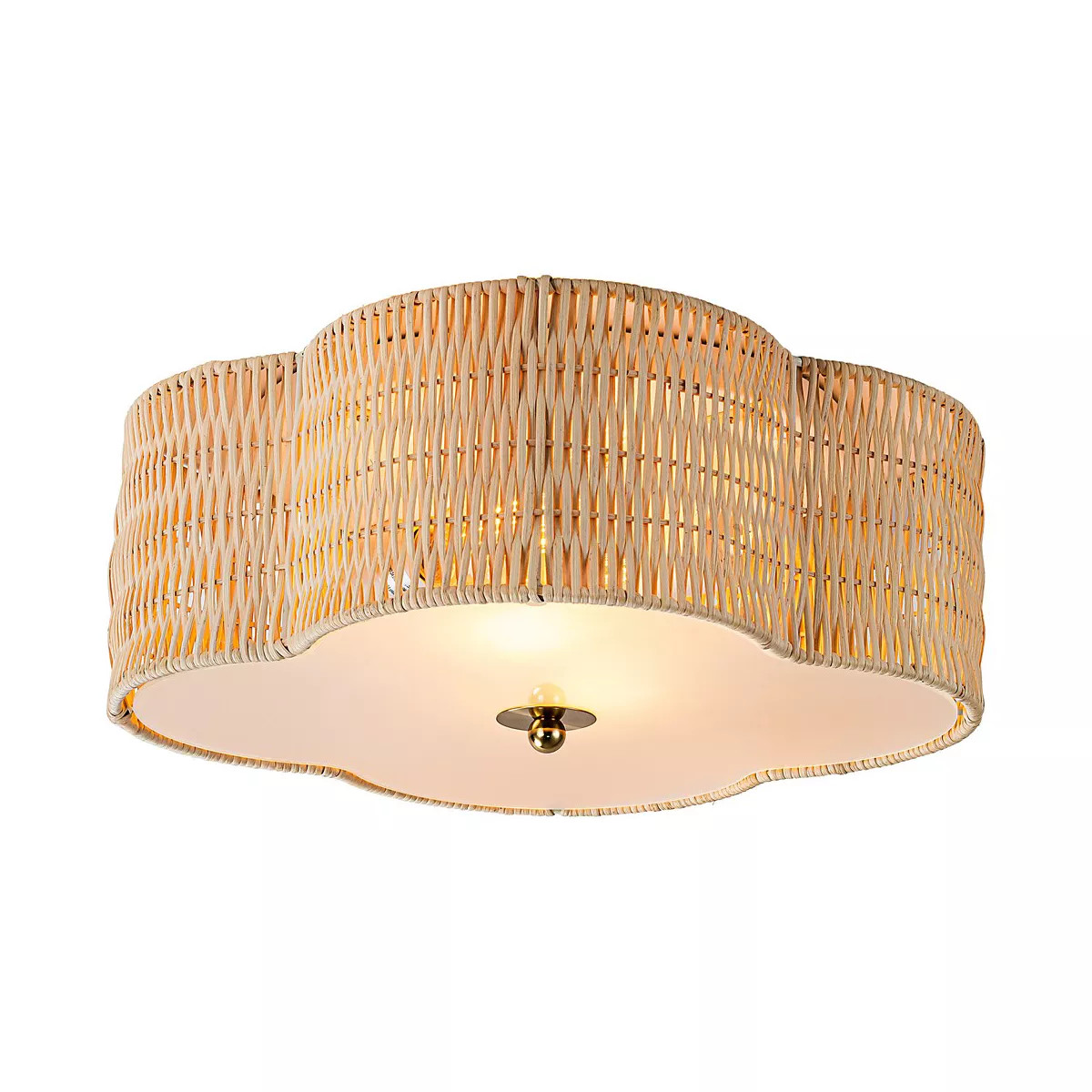 C Cattleya 2-Light Farmhouse Rattan Ceiling Flush Mount with Glass Bottom(E26) | Target