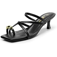 Athlefit Women's Square Open Toe Kitten Heels Strappy Flip Flop Low Heels Slip On Thong Heeled Sa... | Amazon (US)