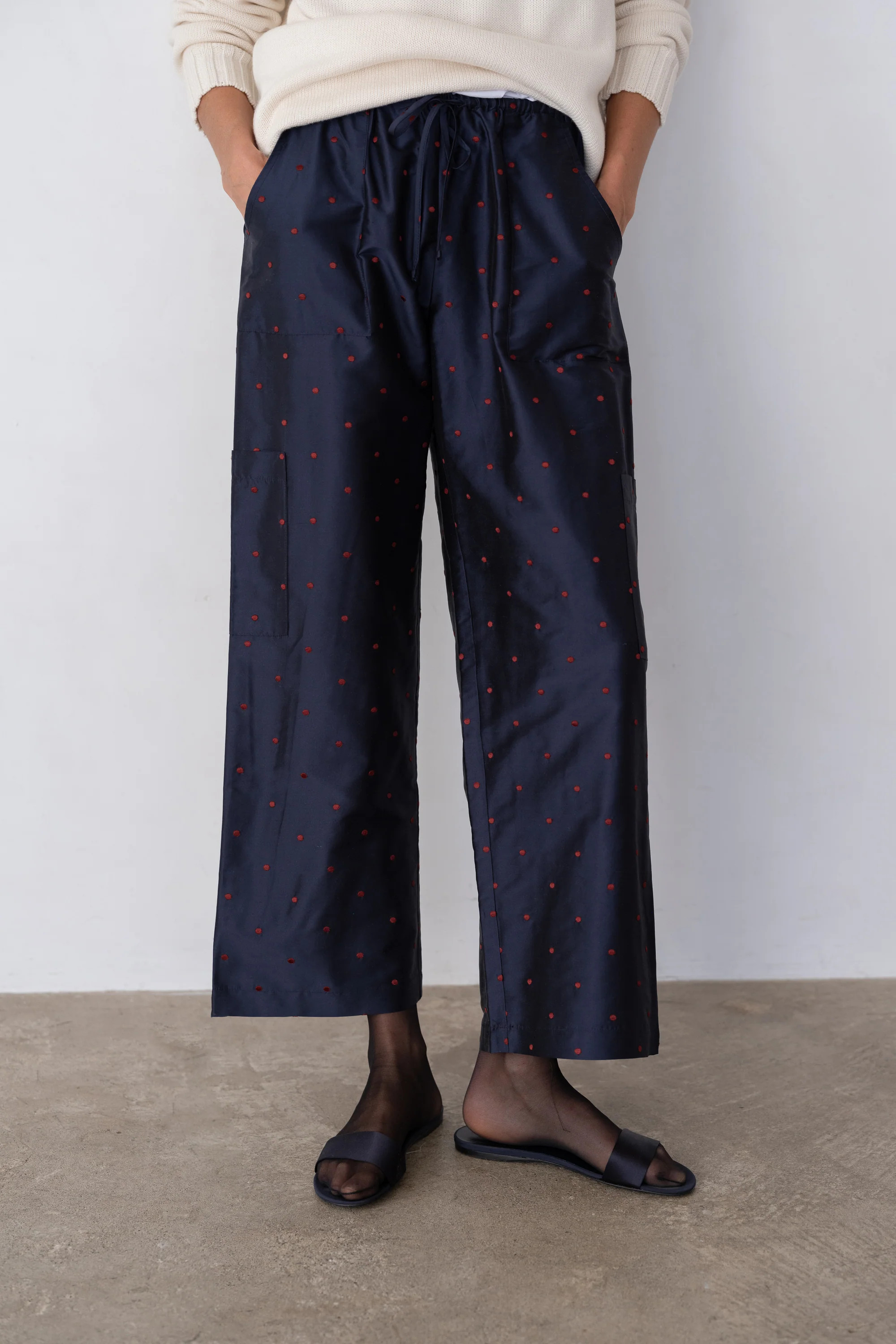 The Taffeta Polka Drawstring Cargo Pant | DONNI.