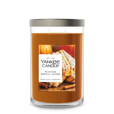 20oz Signature Tumbler Pumpkin Banana Scone - Yankee Candle: Hand-Poured Glass Jar, Plant-Based Wax, 2 Wicks, 65hr Burn | Target