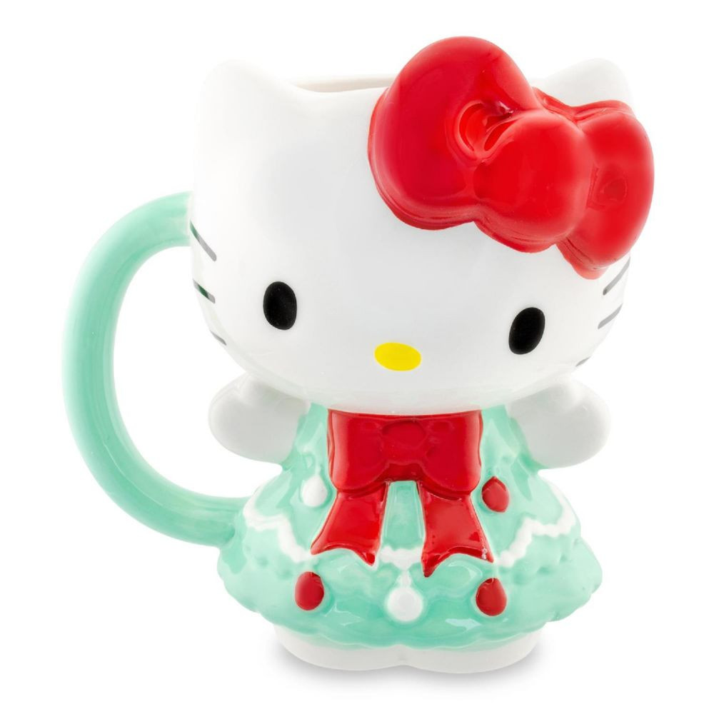 Sanrio Hello Kitty Holiday Tree Dress 3D Sculpted Ceramic Mug Holds 20 Ounces Green | Oriental Trading Company
