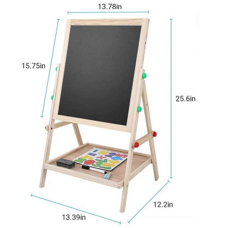 Kids Art Easel for Wooden Toddler Easel Double Sided Standing Chalkboard Dry Erase Board for Kids... | Walmart (US)