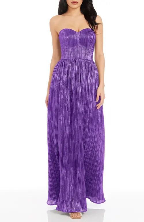 Dress the Population Audrina Strapless Gown in Lavender at Nordstrom, Size Small | Nordstrom