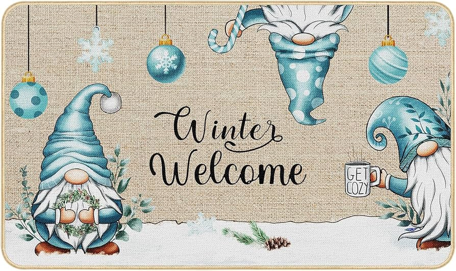 Welcome Winter Door Mat, Non Slip Funny Gnomes Entrance Mats Christmas Winter Snowflake Home Deco... | Amazon (US)