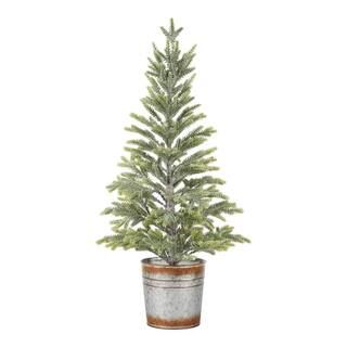 Home Accents Holiday 26 in Glittered Fir Tabletop Artificial Christmas Tree with Rusty Pot-21CD01... | The Home Depot