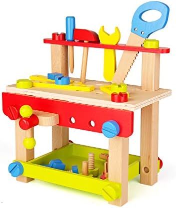 SainSmart Jr. Wooden Bench Wooden Workbench with Tools for Toddlers, Kids Creative Wooden Buildin... | Amazon (US)