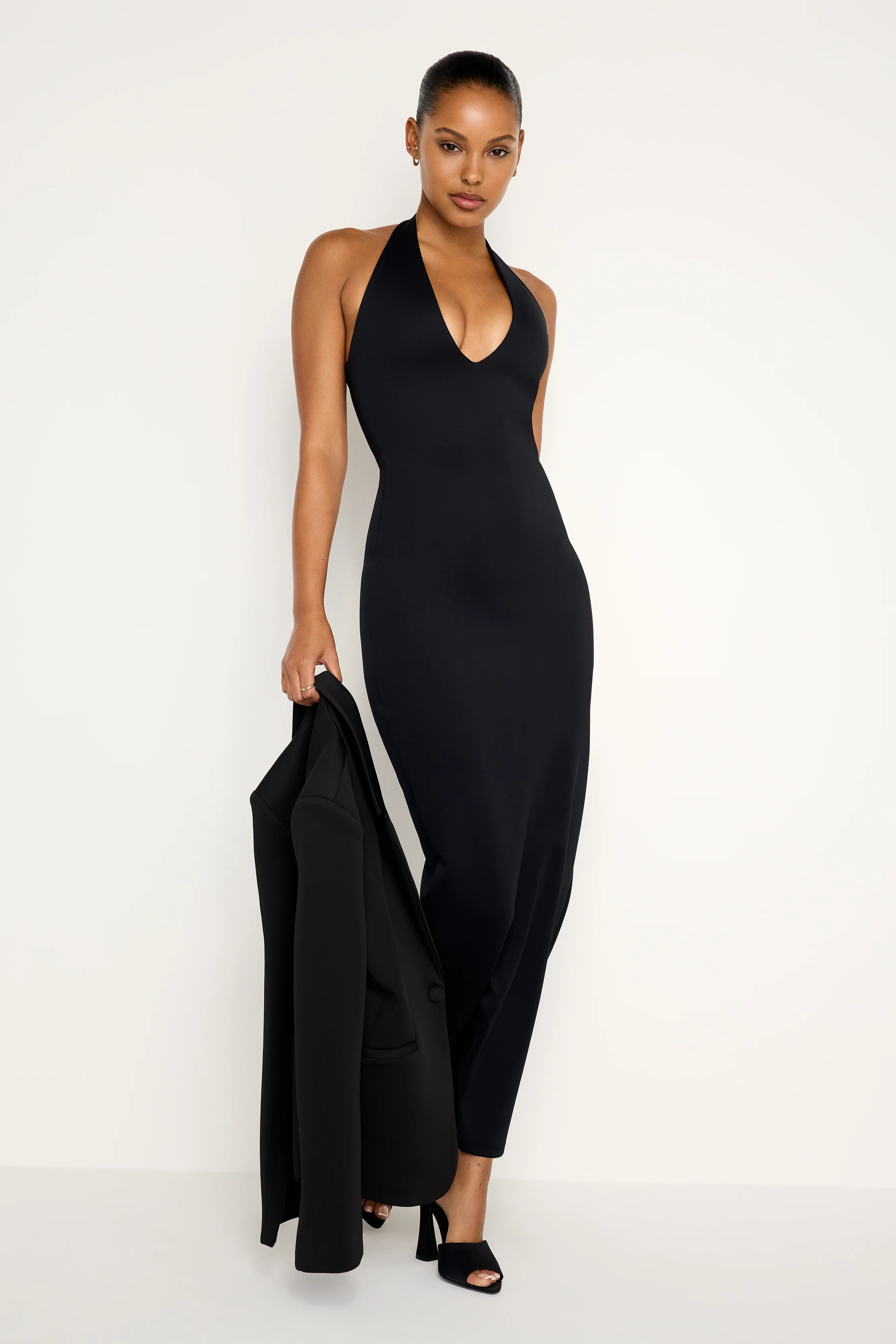 SCUBA HALTER MAXI DRESS | BLACK001 - GOOD AMERICAN | Good American