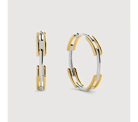 Signature Link Mixed Metal Medium Hoop Earrings | Monica Vinader (Global)