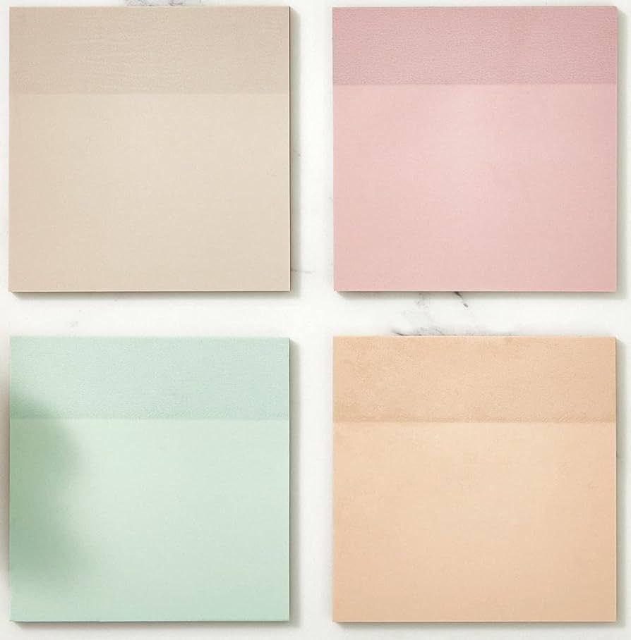 BRYTEFY Pastel Transparent Sticky Notes, Set of 4 Pads 3''x3” Clear Sticky Tabs, Translucent Pa... | Amazon (US)