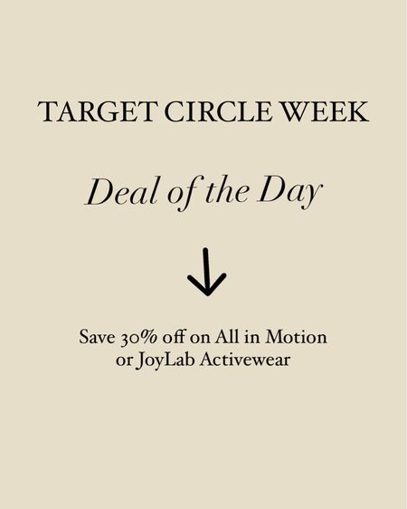 It’s target circle week! I’m sharing my favorites from the spring sale. Today’s deal of the day is active wear. Here are a few pieces I own and love that are on sale for 30% off during circle week:

- joy lab leggings
- quarter zip sweatshirt
- crop tank


#LTKxTarget #LTKActive