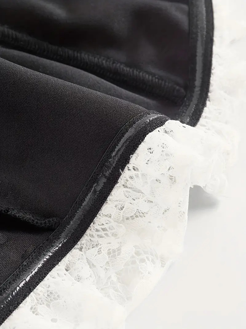 Coquette Bow Tie Contrast Lace Tube Top Sexy Shoulder Corset - Temu | Temu Affiliate Program