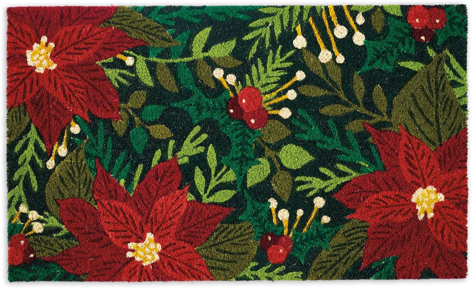 DII Natural Coconut Coir Holiday Cheer Doormat, 18x30, Poinsettias | Amazon (US)