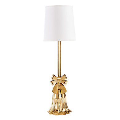 Liliana Buffet Lamp Whimsical Bow Design Brass Stick Light & Isla Block Pleated Shade | Ballard Designs, Inc.