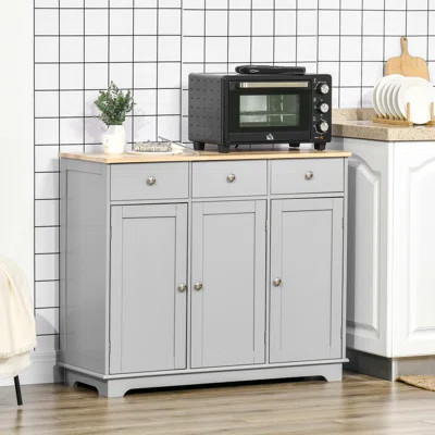 Sideboard Buffet Cabinet With Drawers, Kitchen Cabinet, Coffee Bar Cabinet With Rubberwood Top And Adjustable Shelves For Living Room, Kitchen | Wayfair North America