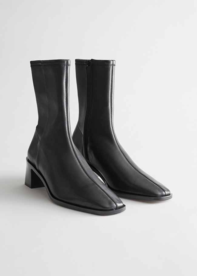 Squared Toe Leather Sock Boots | & Other Stories (EU + UK)
