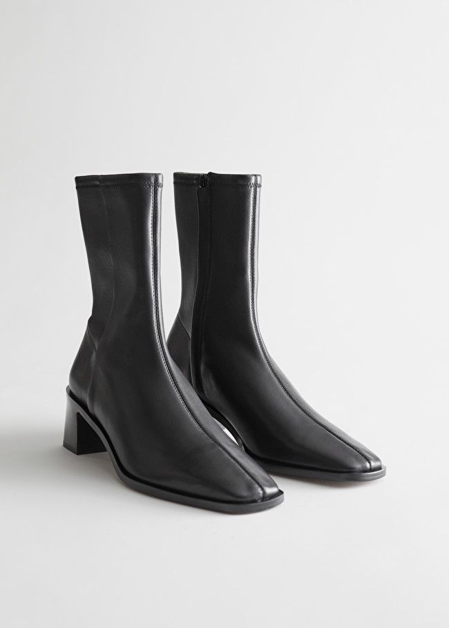 Squared Toe Leather Sock Boots | & Other Stories (EU + UK)