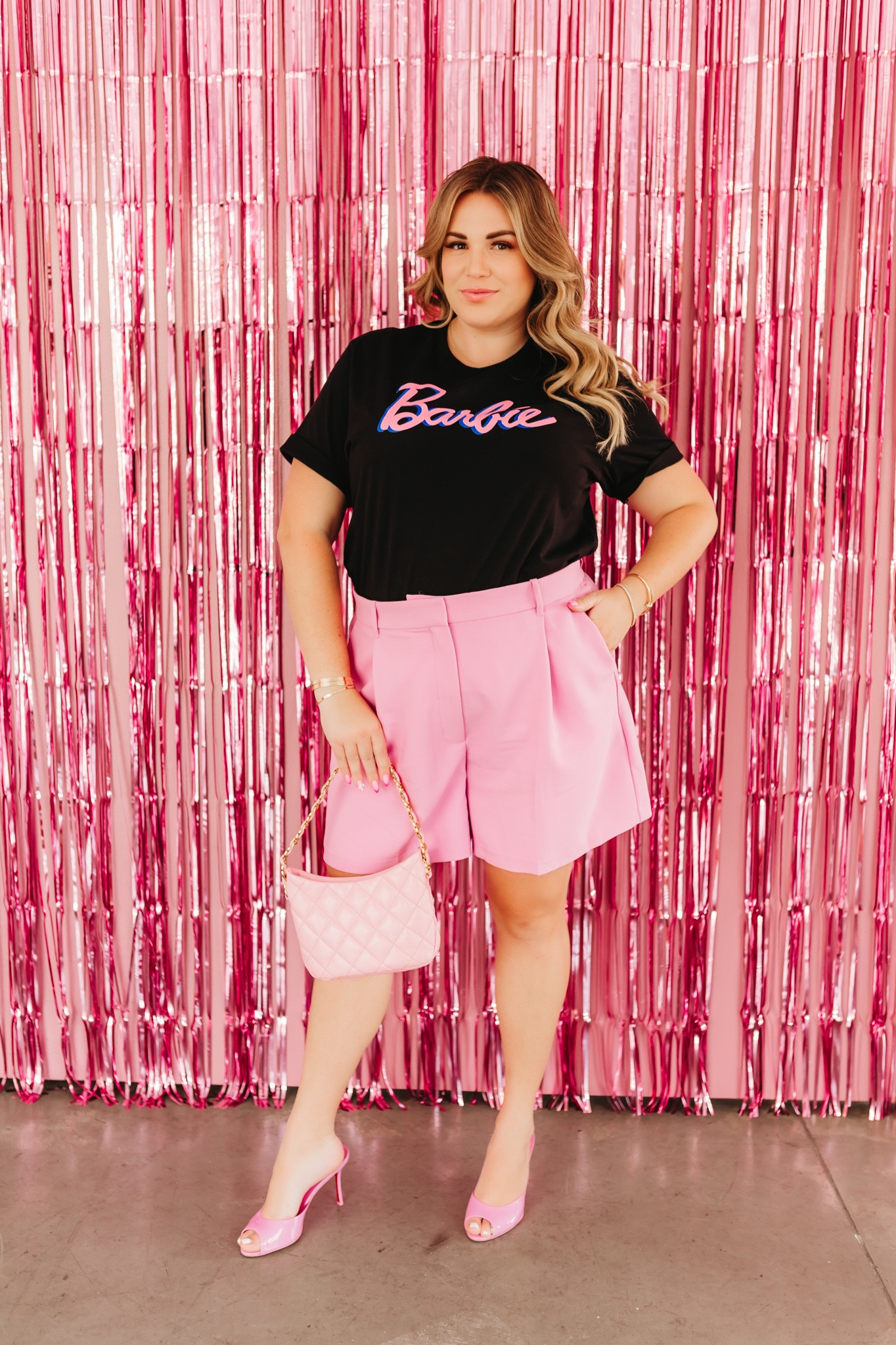 pink curvy Barbie look! wearing size xl in tee and size xl in shorts! 

#LTKSeasonal #LTKunder50 #LTKcurves