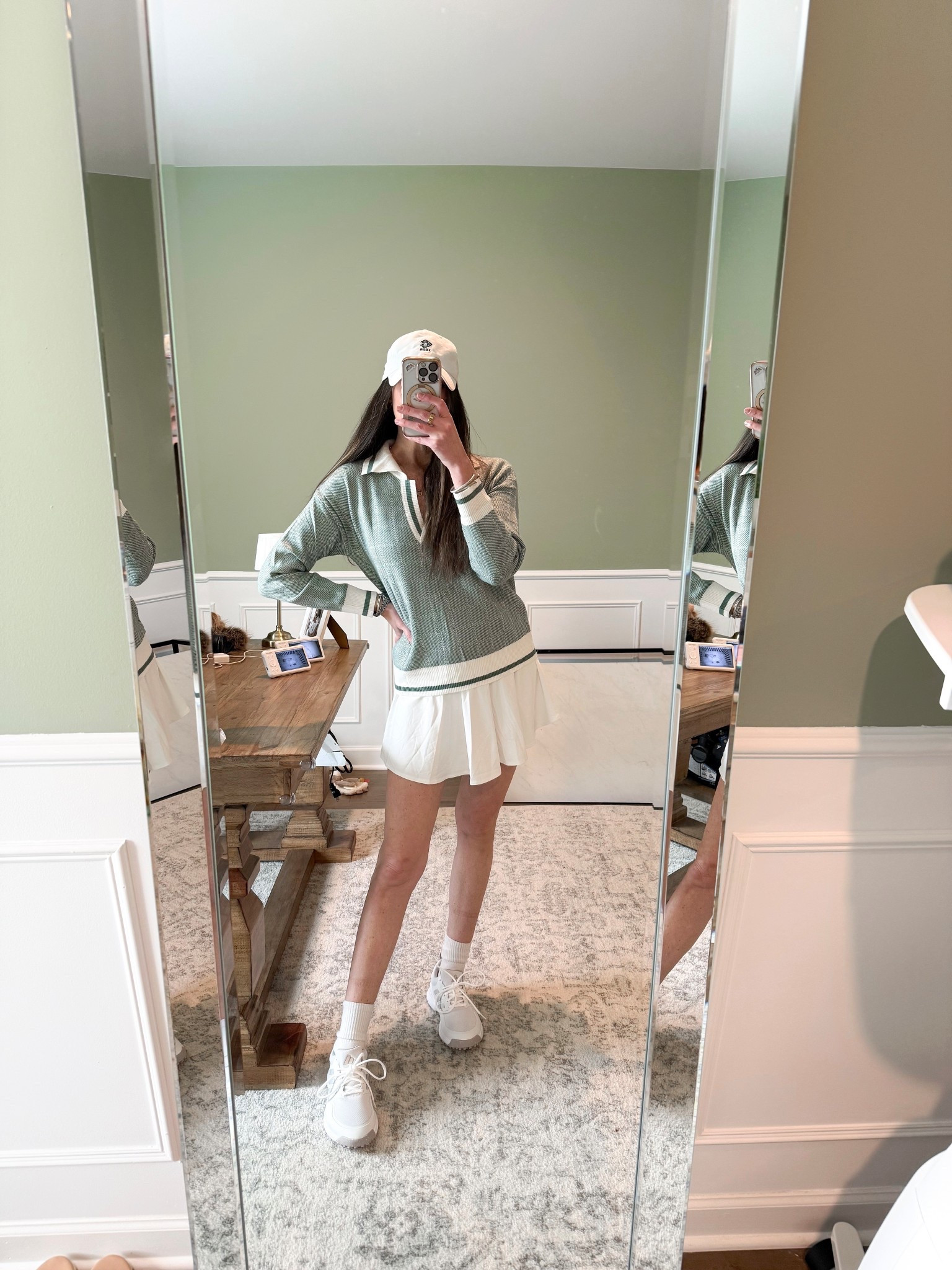 Cute golf outfit! ⛳️ Wearing size small in skirt and sweater 