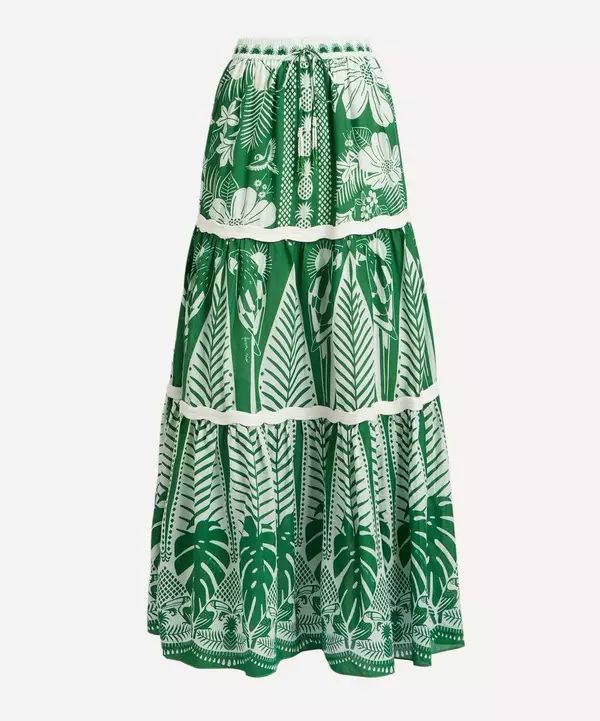 Macaw Elegance Off-White Maxi-Skirt | Liberty London (US)