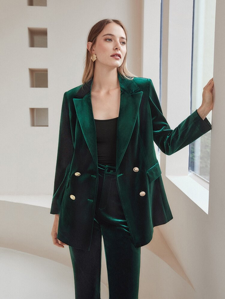 MOTF PREMIUM Blazers Veludo Trespassado | SHEIN