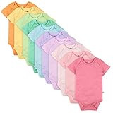 Amazon.com: HonestBaby Baby 10-Pack Organic Cotton Short Sleeve Bodysuits, Rainbow Gems Pinks, Ne... | Amazon (US)
