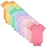 Amazon.com: HonestBaby Baby 10-Pack Organic Cotton Short Sleeve Bodysuits, Rainbow Gems Pinks, Ne... | Amazon (US)