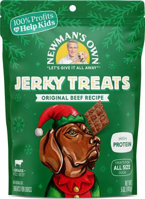 Newman's Own Beef Jerky Holiday Dog Treats, 5-oz bag | Chewy