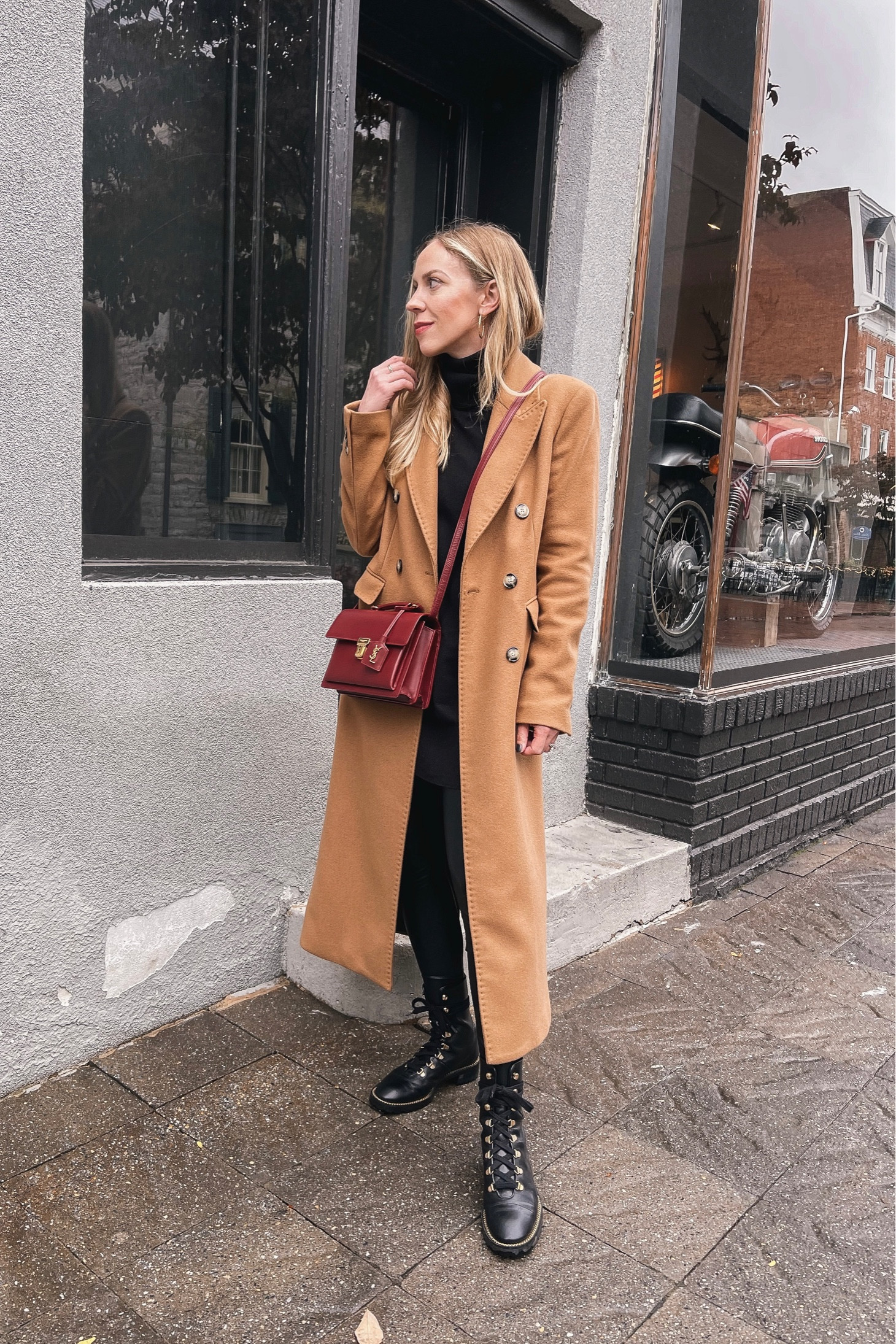 Camel coat, wool coat, faux leather leggings, combat boots 

#LTKstyletip #LTKshoecrush #LTKSeasonal