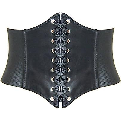 YOLI Women's Stretch Elastic Wide Band Lace-up Waspie Corset Waist Belt Cinch | Amazon (US)