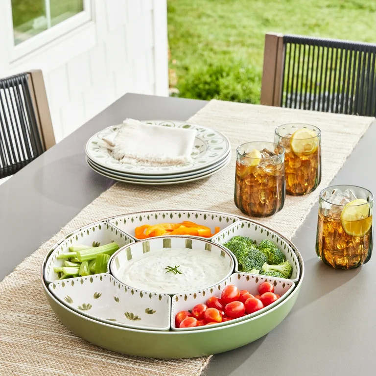 Better Homes & Gardens Bamboo Melamine Chip and Dip Tray, Green | Walmart (US)