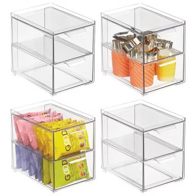 2-Drawer Stackable Organizer for Kitchen or Pantry - Set of 4 - Clear | Target
