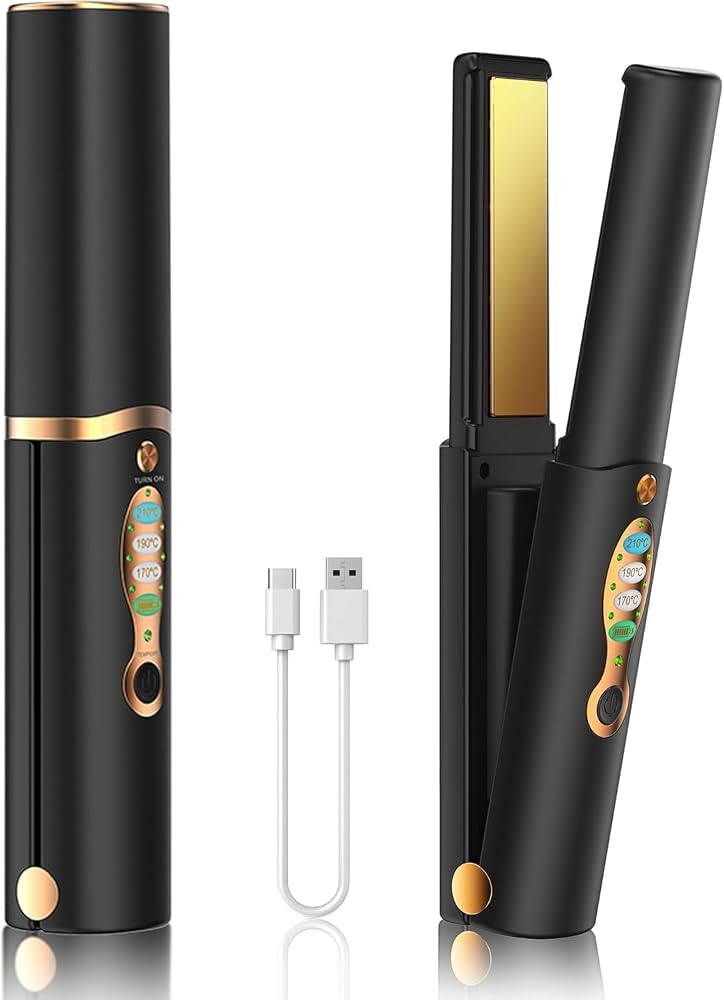 Portable Titanium Cordless Hair Straightener for Edges Bangs, Heat Up in Seconds & Lasts Up to 50... | Amazon (US)