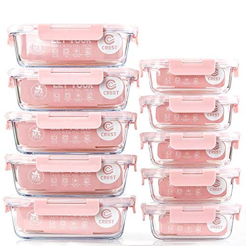 [10 Pack] Glass Meal Prep Containers, Food Storage Containers with Lids Airtight, Glass Lunch Boxes, | Amazon (US)