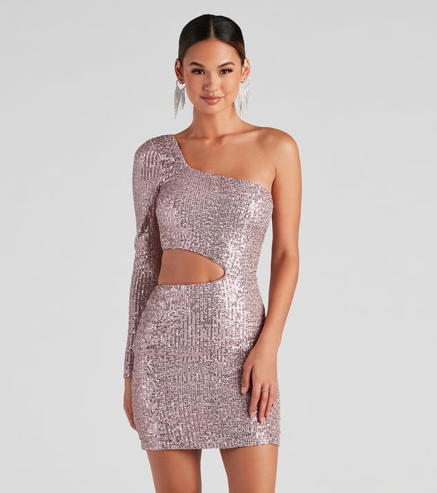 Sparkle Party Sequin One-Shoulder Mini Dress | Windsor Stores