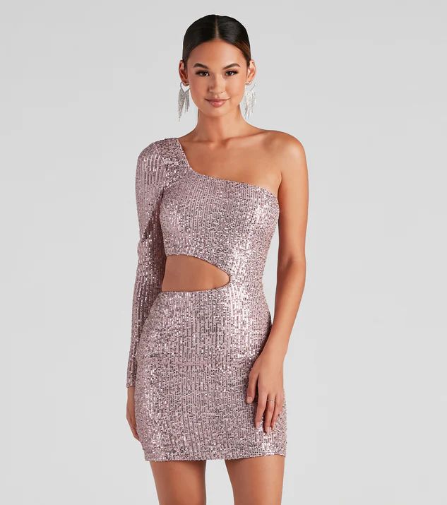 Sparkle Party Sequin One-Shoulder Mini Dress | Windsor Stores