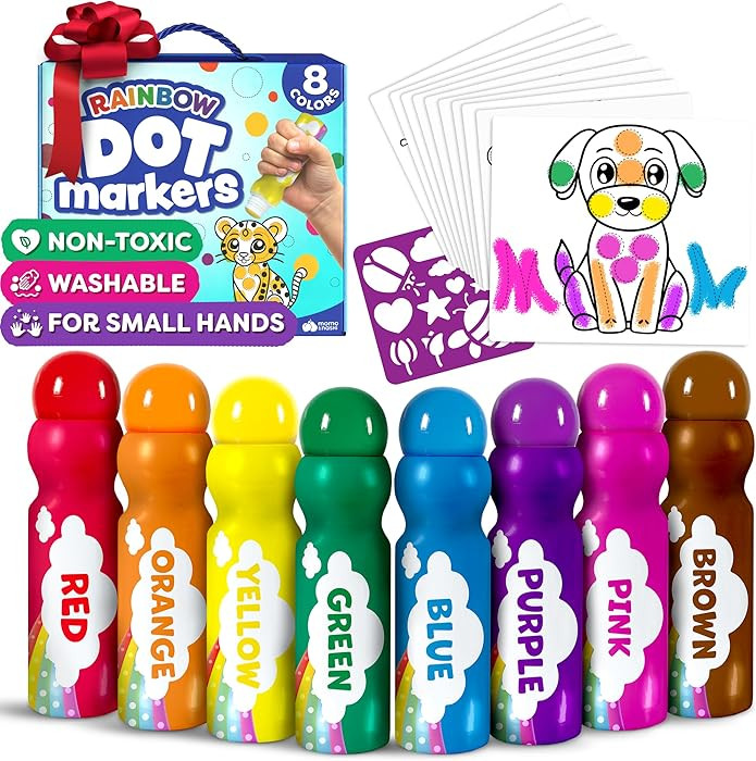 Dot Markers for Toddlers 1-3 - Dot Art Paints Washable for Kids - Printed & PDF Coloring Sheets -... | Amazon (US)
