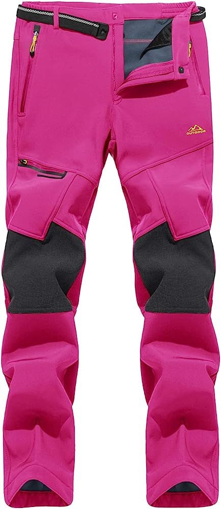 TACVASEN Women's Thick Pants Winter Windproof Fleece Lined Ski Snowboard Softshell Pants (No Belt... | Amazon (US)