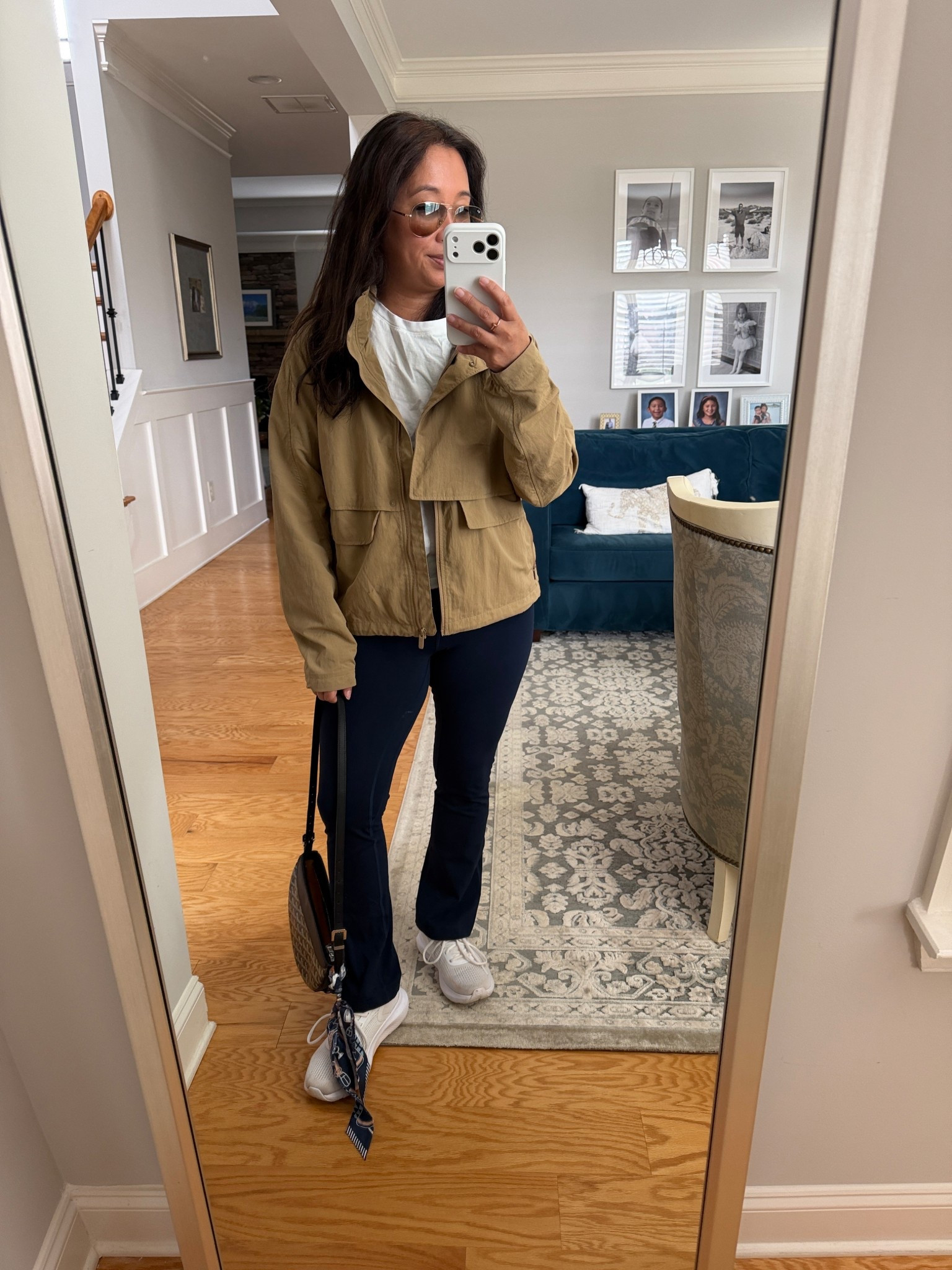 Elevated athleisure basics! 
Effortless Jacket is size 8 
Flare leggings size 8 

#LTKootd #LTKOver40 #LTKPetite