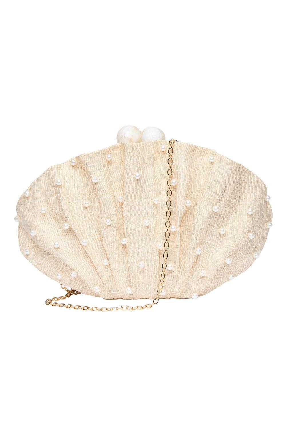 Origami Scallop Clutch - White Pearl | POOLSIDE | Marissa Collections