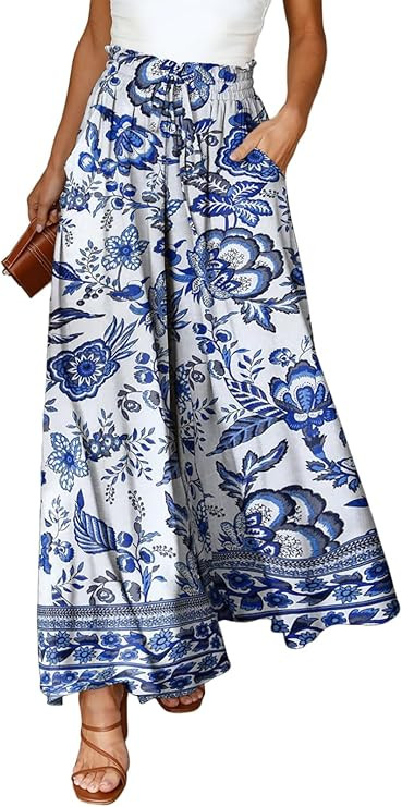 Dokotoo Pants for Women Casual Elastic Waist Wide Leg Pants with Pockets | Amazon (US)