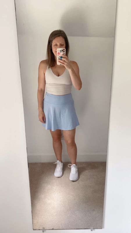 Amazon Athleisure 

Wearing S in both. TTS. 

Long line sport bra with removable padding (love that) 

High waist tennis skirt with a full ball pocket plus another for your phone or keys  

#LTKunder50 #LTKFitness #LTKfamily