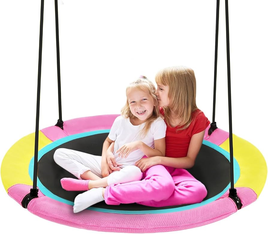 40 Inch Saucer Tree Swing for Kids Outdoor, Textilene Fabric Tear & UV Resistant Waterproof, Roun... | Amazon (US)