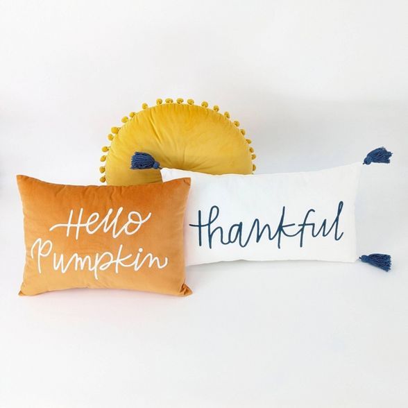 3ct Throw Pillows Hello Pumpkin/Thankful - Bullseye's Playground™ | Target
