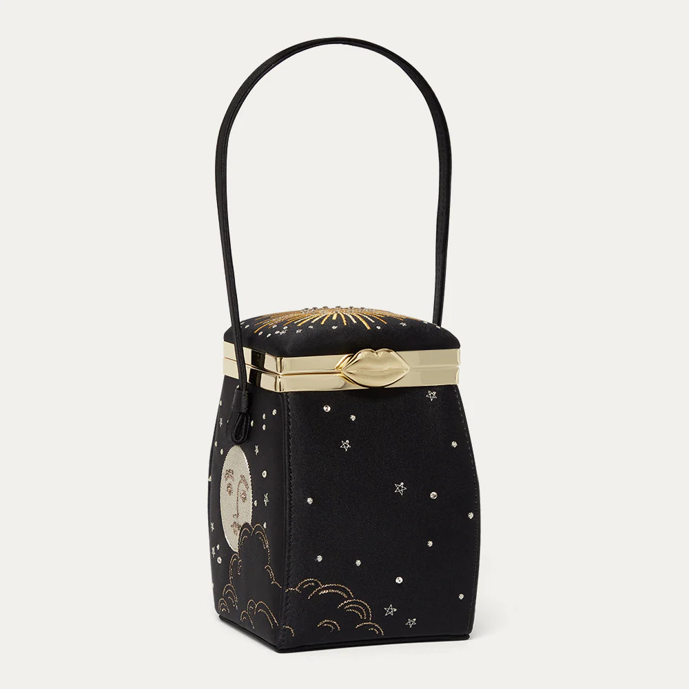 BLACK SATIN COSMIC HALLEY HANDBAG | Lulu Guinness (UK)